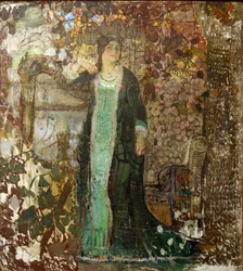 Harfenistin. Porträt von Tatiana Sergeevna Bartseva (1886-1984)
