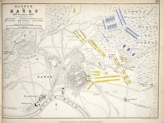 Karte der Schlacht von Hanau, veröffentlicht von William Blackwood and Sons, Edinburgh und London, 1848