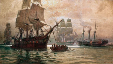 Österreichische Schiffe während der Blockade von Venedig