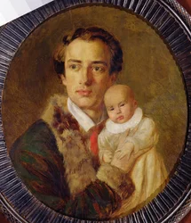 Porträt von Alexander Herzen mit seinem Sohn, 1840
