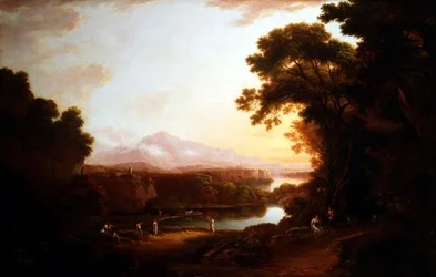 Italienische Landschaft mit tanzenden Bauern