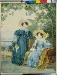 Porträts der Gräfin Ekaterina Artemievna Woronzow (1780-1836) und der Prinzessin Elena Michailowna Golizyn (1776-1855)