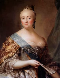 Porträt von Elisabeth Petrovna (1709-1762), Kaiserin von Russland unter dem Namen Elisabeth I., Tochter von Peter dem Großen. Gemälde von Alexander Roslin (1718-1793) 18. Jahrhundert. Eremitage, Sankt Petersburg