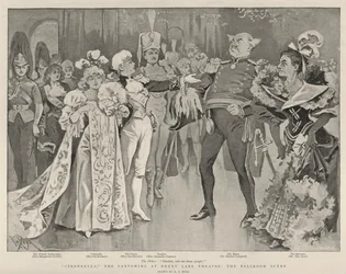 Aschenputtel, das Pantomime im Drury Lane Theatre, die Ballszene