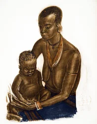 Gogo-Frau mit ihrem Kind (Dodoma), aus „Dessins et Peintures d