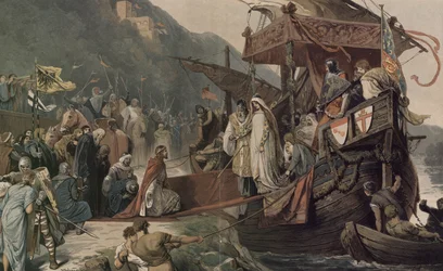 Kaiser Friedrich II. empfängt in Stolzenfels seine Braut Isabella