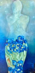 Ätherische Figur Blaue Schwertlilien
