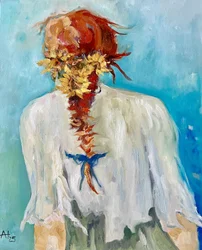 Mädchen mit Sonnenblumenzopf