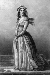 Charlotte Corday (1768-1793), Girondistin zur Zeit der Französischen Revolution, ermordete Jean Paul Marat am Juli 13