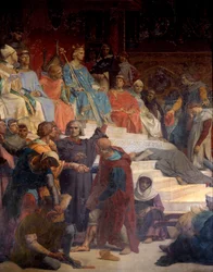 König Ludwig IX. (Saint Louis) (1214-1270) spricht Recht. Gemälde von Alexandre Cabanel (1823-1889) 19. Jahrhundert Paris, Pantheon