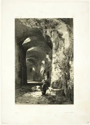 Ruine eines Amphitheaters in Pouzzoles (Königreich Neapel), Tafel 9 aus Oeuvres de A. Calame
