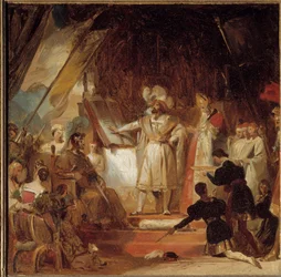 Franz I. wird von Bayard zum Ritter geschlagen