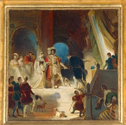 Franz I. und sein Hof empfangen vom Primatice die Werke Italiens