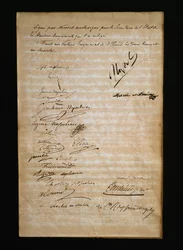 Letzte Seite der Heiratsurkunde zwischen Marie Louise von Österreich oder Maria Luigia von Parma und Napoleon Bonaparte