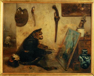 Der Affenmaler, auch Atelierinterieur genannt