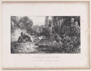 Wolfsjagd: Verwundetes Tier von Hunden angegriffen, aus der Serie Jagdszenen, 1829