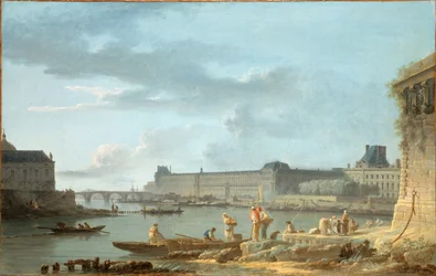 Der Pont Royal und der Louvre, gesehen vom Pont-Neuf terre-plein, circa 1780
