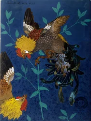 Dekor für eine Vase, die eine Art Hahn darstellt. Zeichnung von Paul Alexandre (Paul-Alexandre) Avisse (1824-1886)