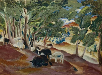 Korolkovskiye Dachas. Schafe am Waldrand, 1918
