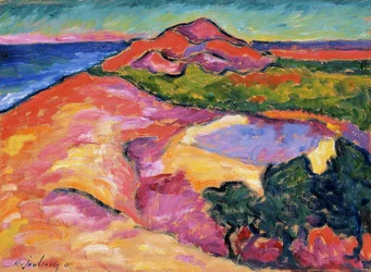 Küstenlandschaft mit rotem Hügel, 1911