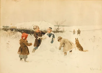 Einen Schneemann bauen, 1891