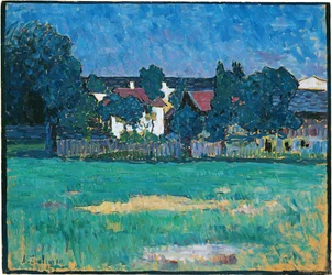 Wasserburg Landschaft mit Häusern und Feld, 1907