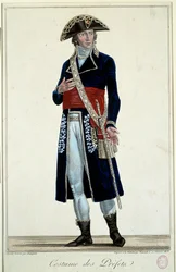Ein Präfekt in einem blauen Anzug. Gravur von Alexis Chataignier (1772-1817)