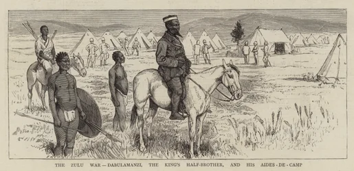 Der Zulukrieg, Dabulamanzi, der Halbbruder des Königs, und seine Adjutanten