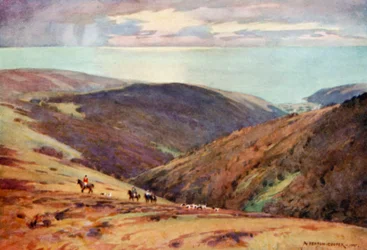 Jagd auf den Rothirsch in Exmoor, Tal von Porlock