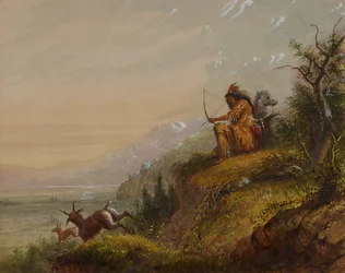 Ein Pawnee-Indianer bei der Antilopenjagd
