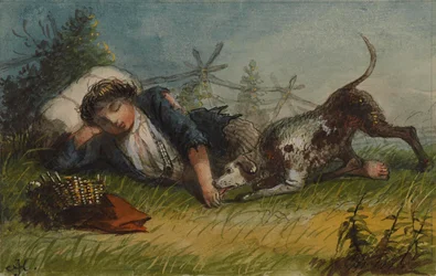 Betteljunge und sein Hund