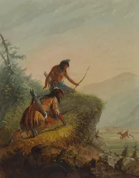 Schlangenindianer schießen auf Wapitis