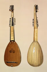 Theorbo, hergestellt von Giovanni Krebar, Padua, 1629, aus 