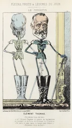 Das Vergissmeinnicht: Karikatur über Clément Thomas - Illustration vom 03.02.1871 in „Blumen, Früchte und Gemüse des Tages“