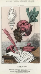 Le Radis: Karikatur über Félix Pyat (1810 - 1889) - ill. vom 02/02/187 in „Blumen, Früchte und Gemüse des Tages“