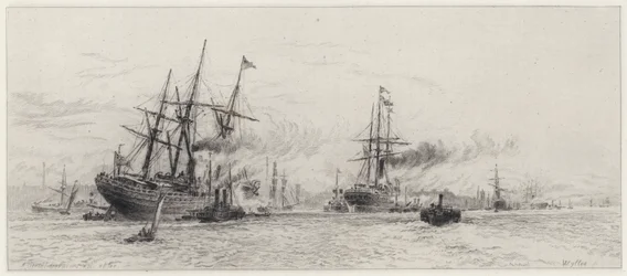 Schiffe auf dem Mersey (Radierung)