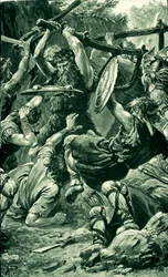 Niederlage der Dänen bei Luncarty nahe Perth