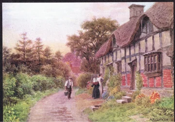 Abend, Elmley Castle, Worcester, aus The Cottages and the Village Life of Rural England veröffentlicht von Dent & Sons Limited