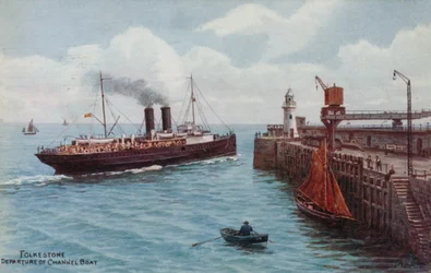 Folkestone, Abfahrt des Kanalbootes
