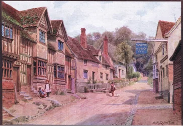 Häuser, die früher von Webern bewohnt wurden, Kersey, Suffolk, aus The Cottages and the Village Life of Rural England, veröffentlicht von Dent & Sons Limited