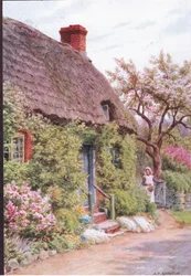 Die Haustür, Elmley Castle, Worcester, aus The Cottages and the Village Life of Rural England veröffentlicht von Dent & Sons Limited