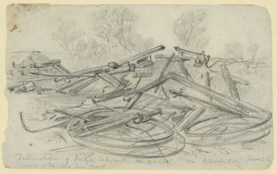 Zerstörung von Brücke, Telegraphentanks usw. in Warrenton Junction