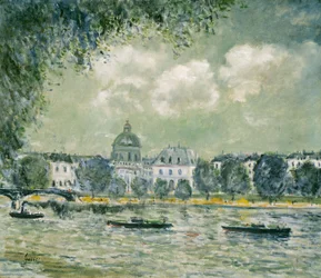 Landschaft entlang der Seine mit dem Institut de France und der Pont des Arts
