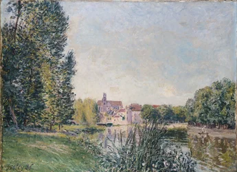 Der Loing und die Kirche in Moret, 1886