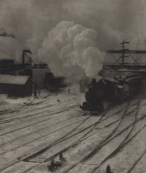 Der Eisenbahnhof im Winter