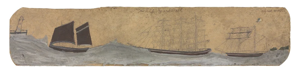 Lugger und zwei kleine Segelschiffe nähern sich dem Hafen, ca. 1855-1942