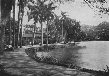 Kandy-See und Fahrt, um 1890, 1910