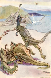 Eine mesozoische Szene mit Deinotheria