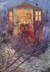 Mit dem Frühling kommt Wendy (Farblithografie)