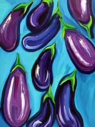 Lebendige violette Auberginen